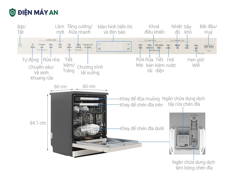 Máy rửa bát độc lập LG LDT14BGA3 (Be)